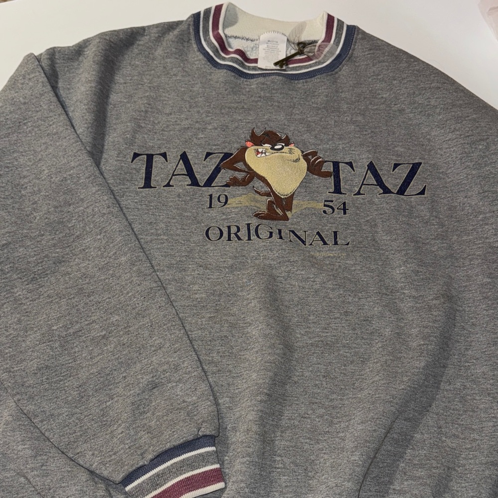 Vintage 90s Looney Tunes Gray Taz Crewneck Sweater
